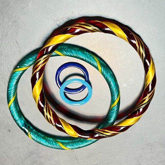 Colorful Vintage Glass Bracelets and Rings - Picture 1 of 1